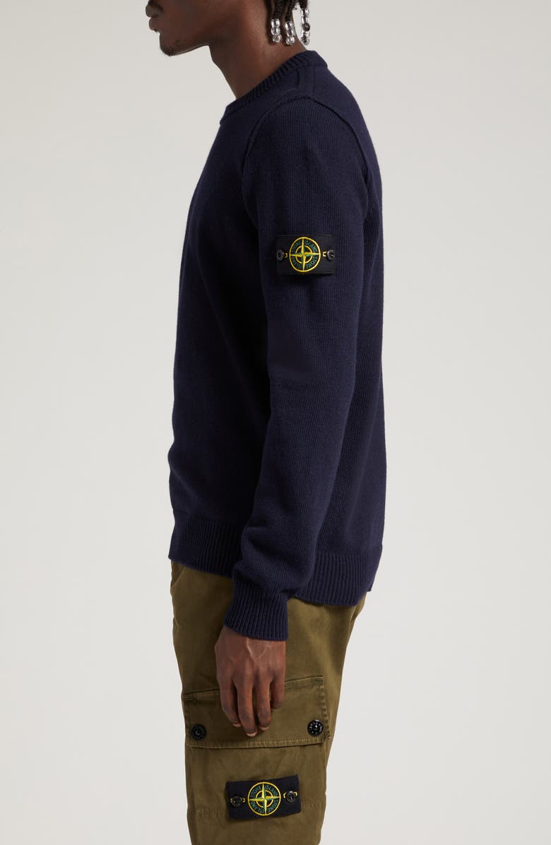 Stone Island Compass Logo Wool Blend Sweater, Alternate, color, Navy Blue