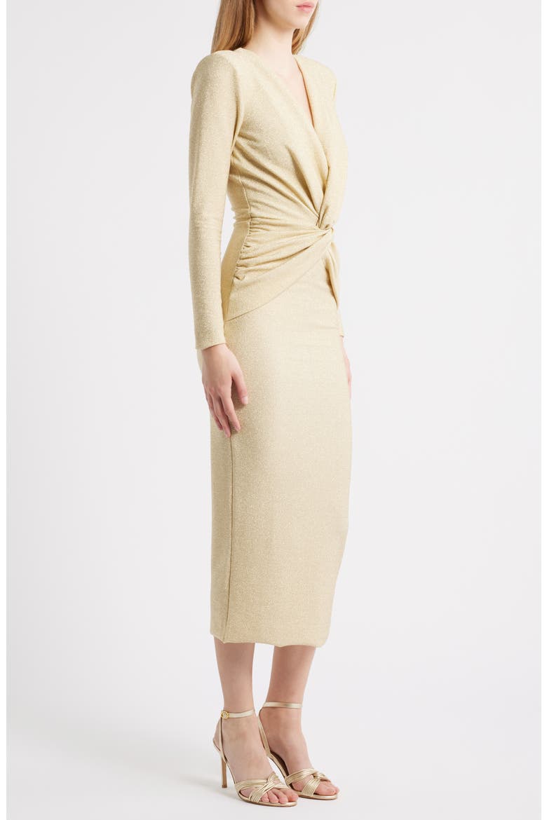 Jara Starry Metallic Twist Front Midi Gown, Alternate, color, GOLD