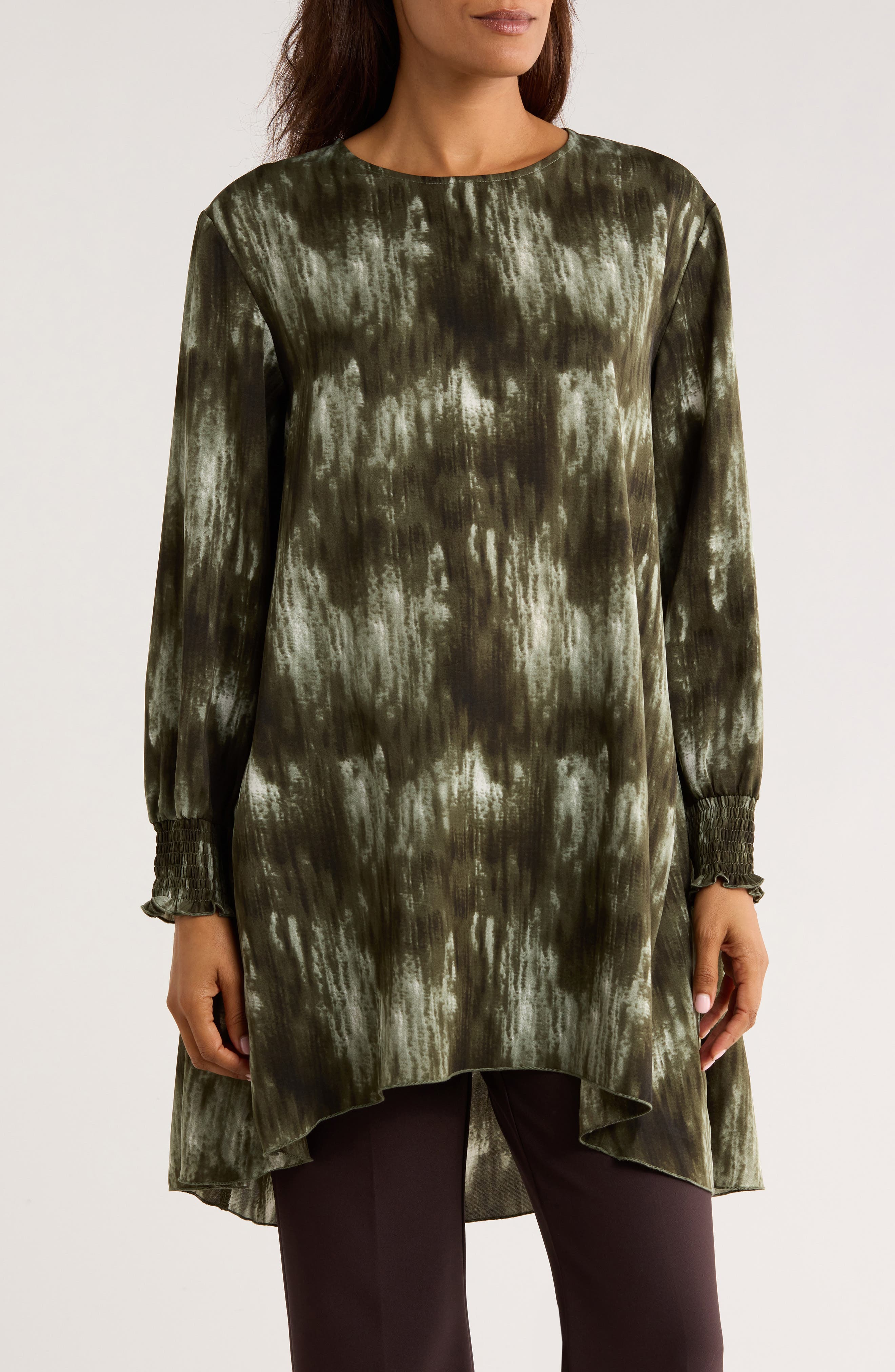 PATRIZIA LUCA Abstract Print Long Sleeve Tunic Top