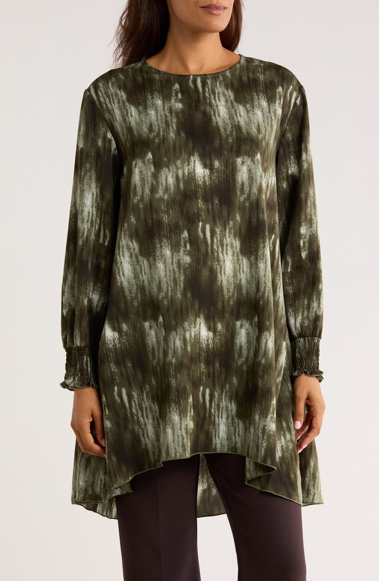 PATRIZIA LUCA Abstract Print Long Sleeve Tunic Top, Main, color, Green