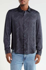 John Varvatos Rodney Print Long Sleeve Hidden Placket Shirt