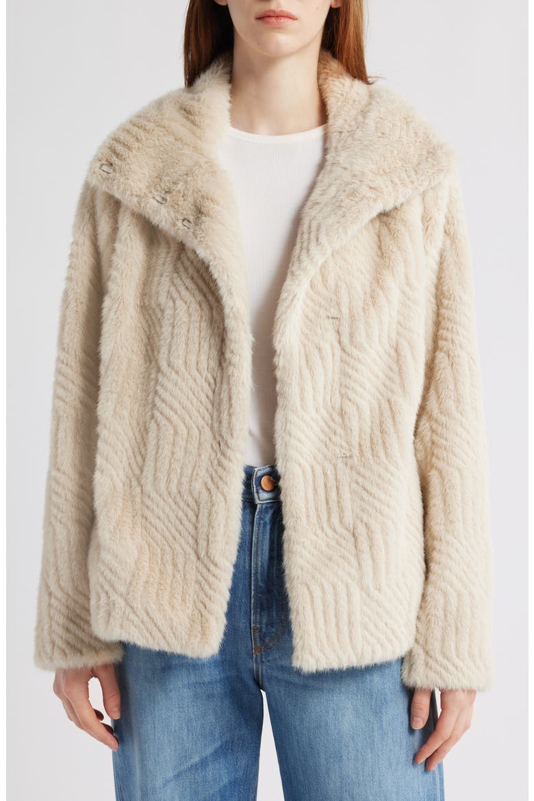 Square Pattern Faux Fur Coat, Alternate, color, OATMEAL