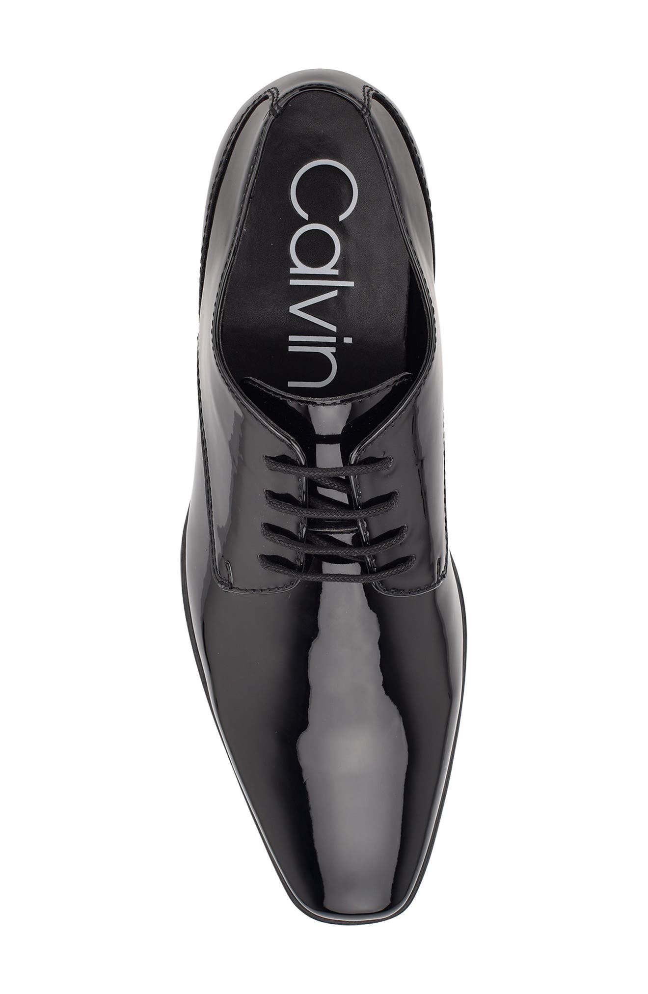 Calvin Klein Brodie Patent Plain Toe Derby, Alternate, color, Black Patent