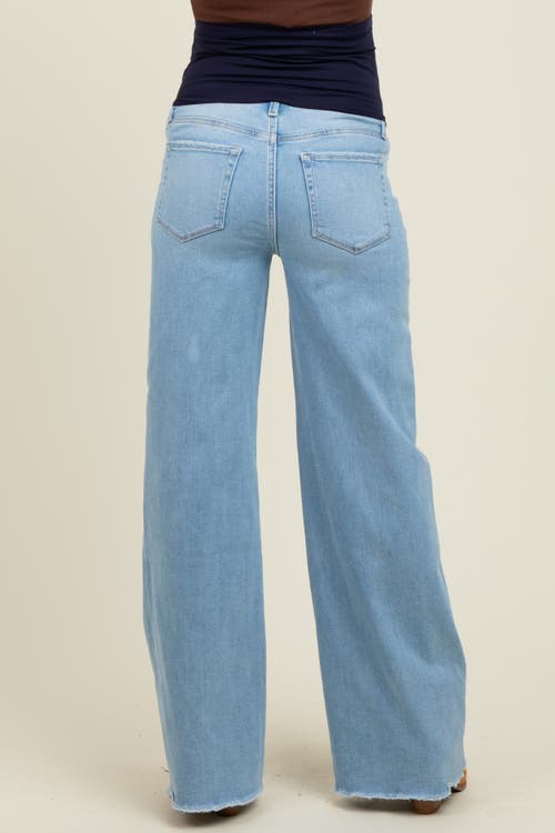 Pinkblush Raw Hem Wide Leg Maternity Jeans In Blue