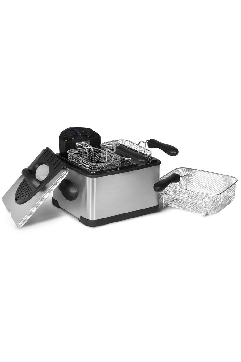 4.23 Quart Stainless Steel Electric Deep Fryer with Timer, Alternate, color, Grey