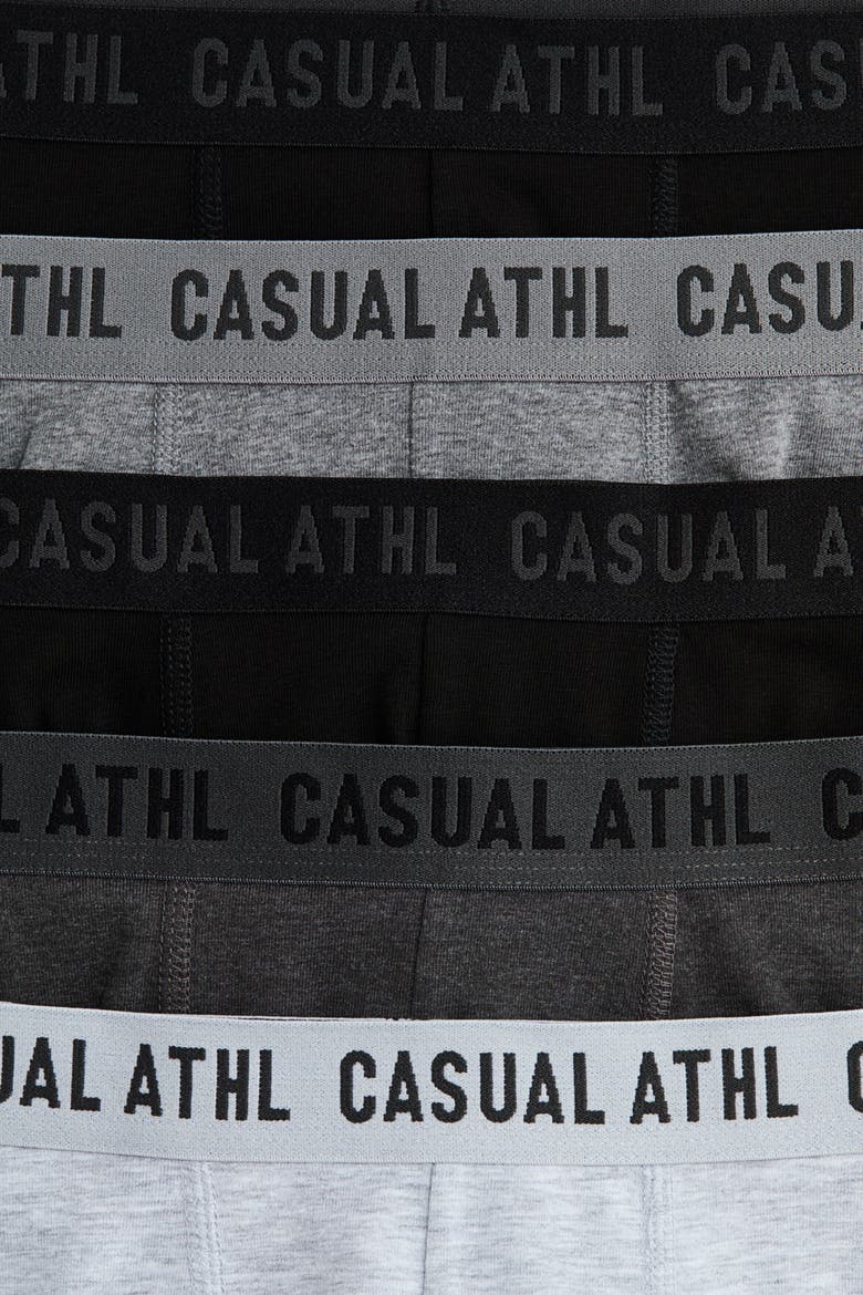 5-pack Cotton Trunks, Alternate, color, Light gray melange/dark gray