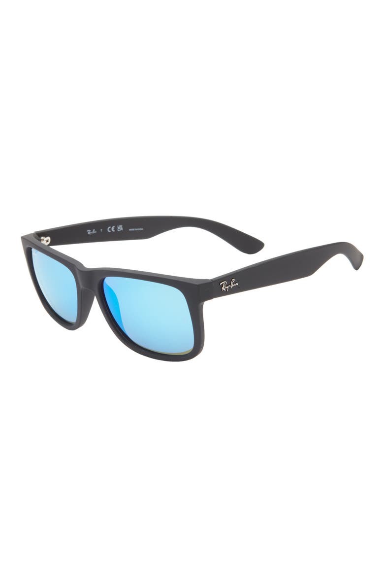 Justin 54mm Rectangular Sunglasses, Alternate, color, BLACK/ GREEN MIRROR/ BLUE