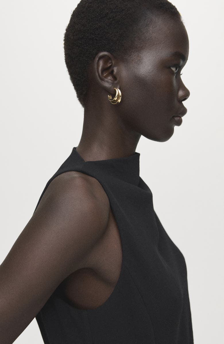 MANGO Soleil Asymmetric Sleeve Minidress, Alternate, color, Black