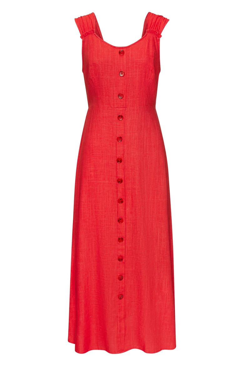 Button Detail Maxi Dress, Alternate, color, Red