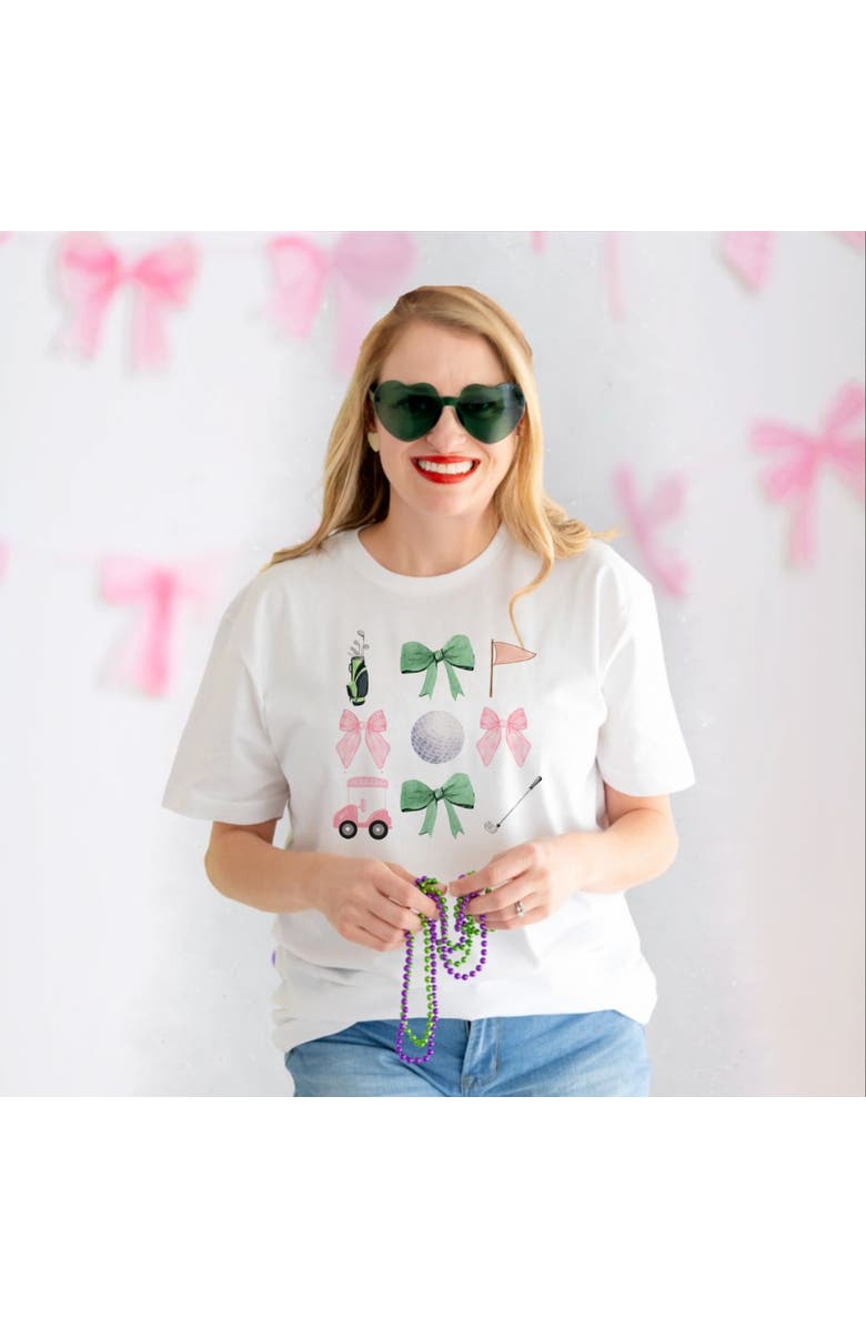 Sweet Wink Bow Golf Girl Adult Short Sleeve T-Shirt, Alternate, color, White