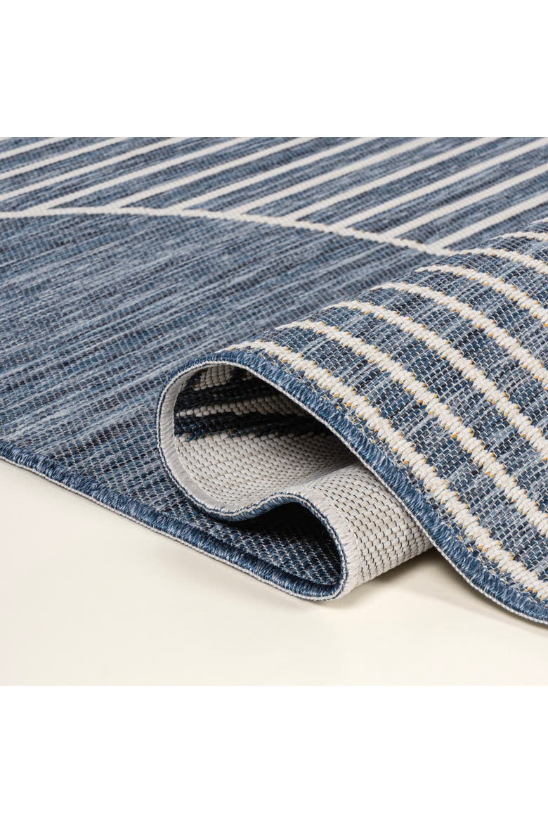 Arielle Mid-Century Modern Geometric Lines Reversible Machine-Washable Indoor/Outdoor Area Rug, Alternate, color, Navy/Cream