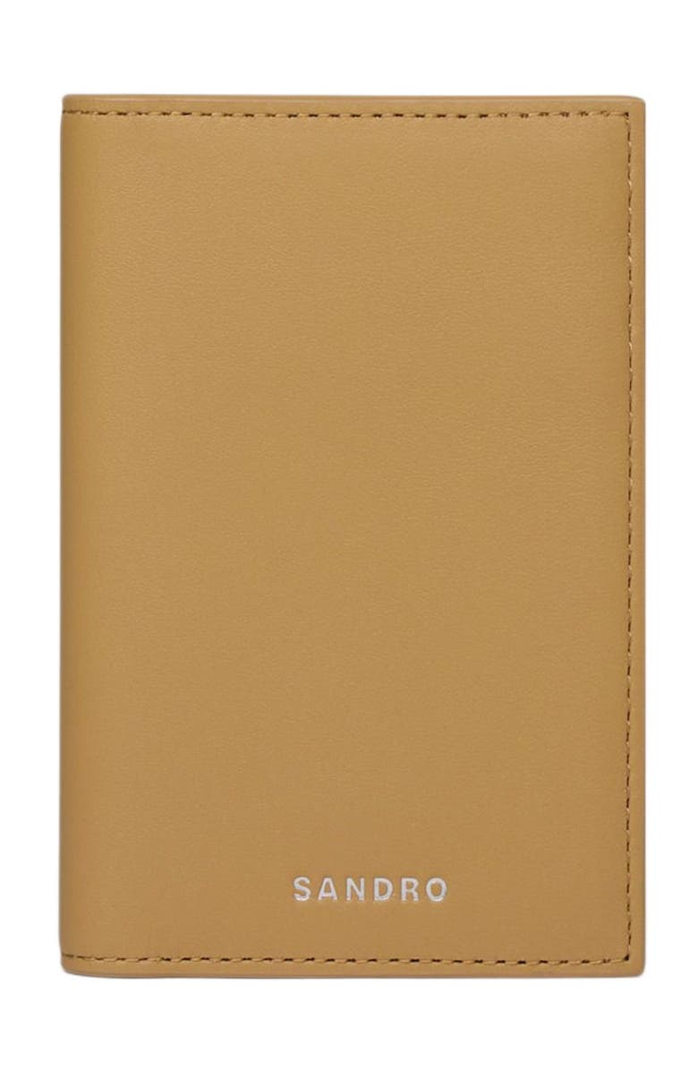 SANDRO Grained leather card holder, Main, color, Natural