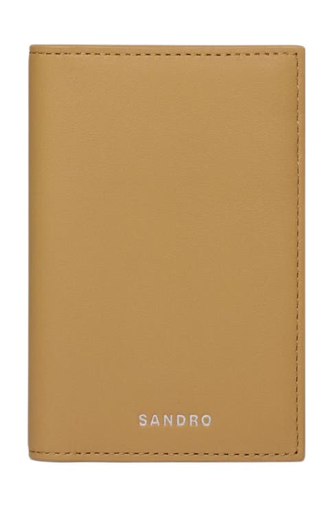 Grained leather card holder