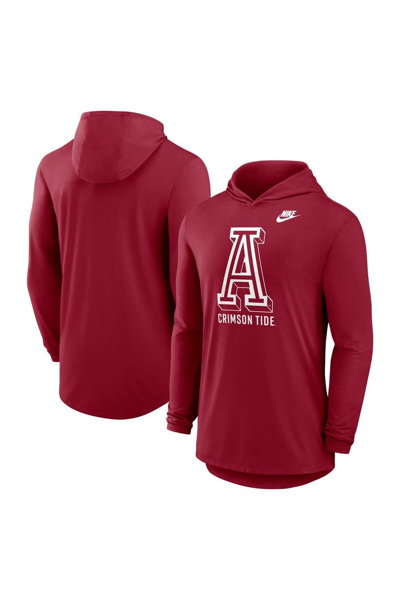 Men's Nike Crimson Alabama Crimson Tide Legacy Tri-Blend Dri-FIT Long Sleeve Hoodie T-Shirt, Main, color, Crimson