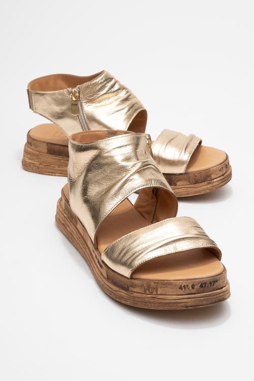 Forever & Always Shoes Lunas Leather Side-zip Flat Heel Sandal In Gold