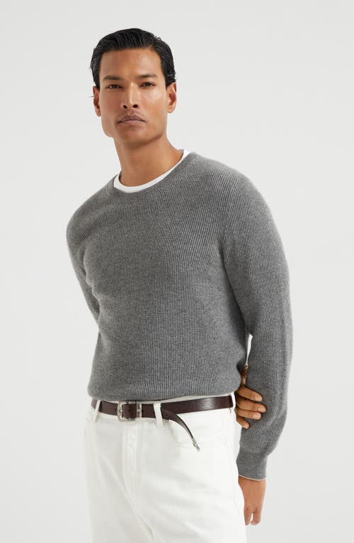 Brunello Cucinelli English Rib Knit Sweater In Dark Grey