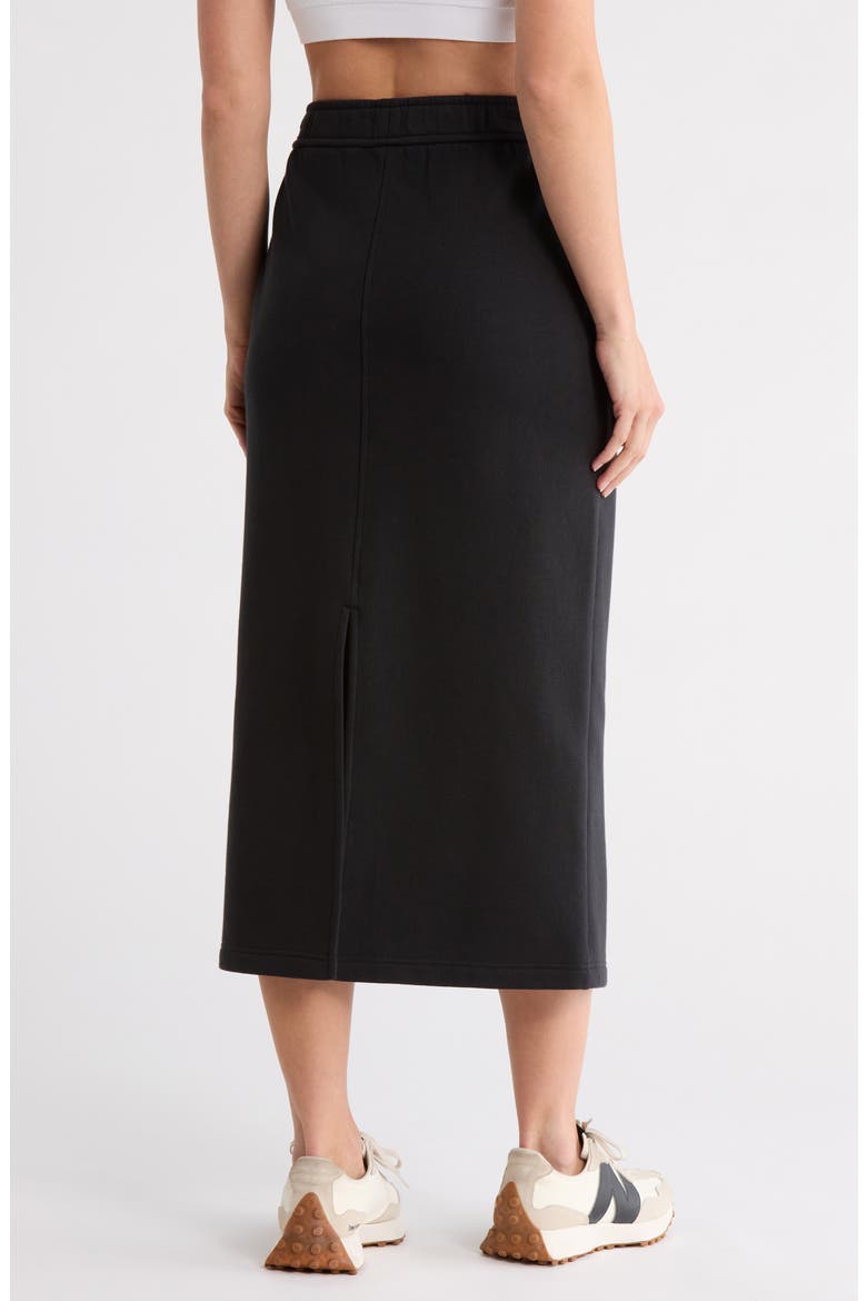 Feather Fleece Midi Skirt, Alternate, color, BLACK