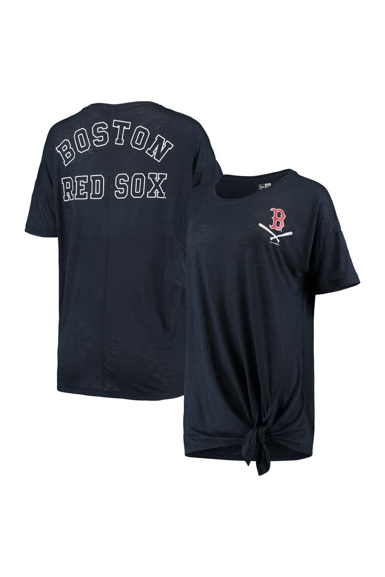 Women's New Era Navy Boston Red Sox Slub Jersey Scoop Neck Side Tie T-Shirt, Alternate, color, Navy