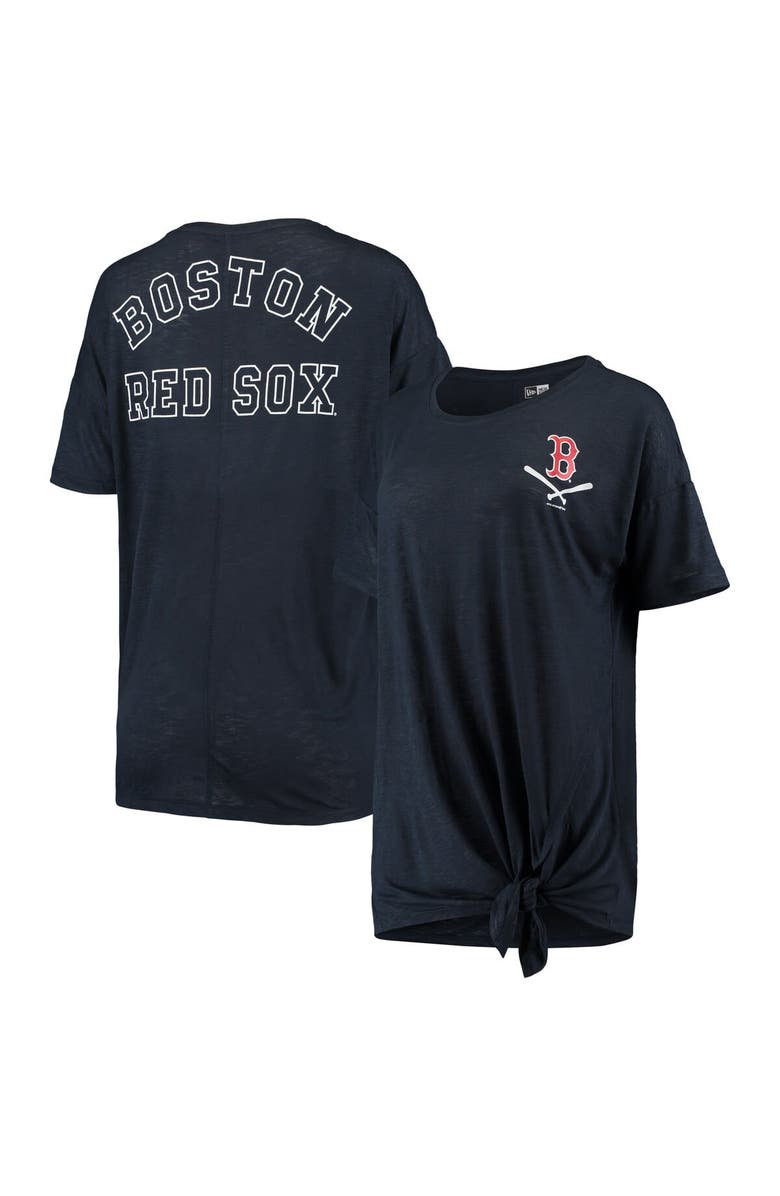 New Era Women's New Era Navy Boston Red Sox Slub Jersey Scoop Neck Side Tie T-Shirt, Alternate, color, 