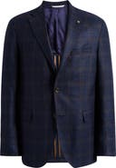 Jack Victor McAllen Navy Deco Plaid Soft Constructed Wool & Silk Blend Sport Coat