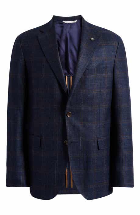 Jack Victor McAllen Navy Deco Plaid Soft Constructed Wool & Silk Blend Sport Coat