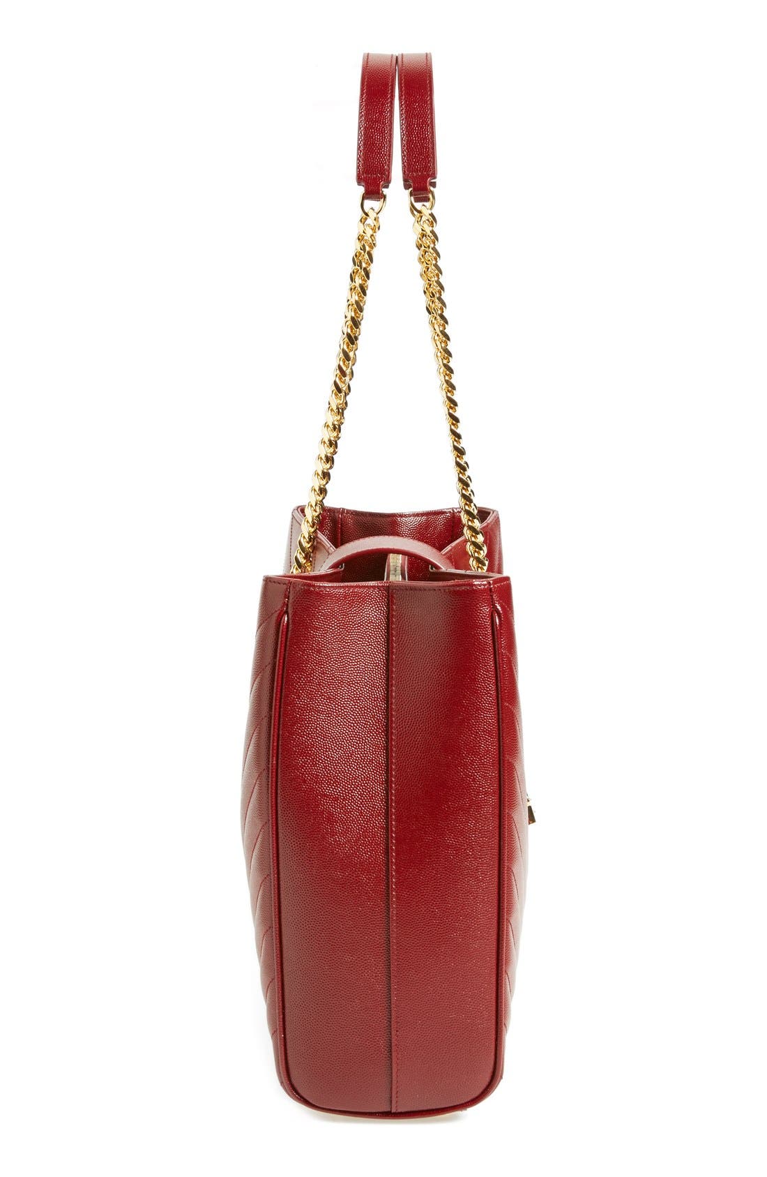 'Monogram' Grained Leather Shopper, Alternate, color, OXBLOOD
