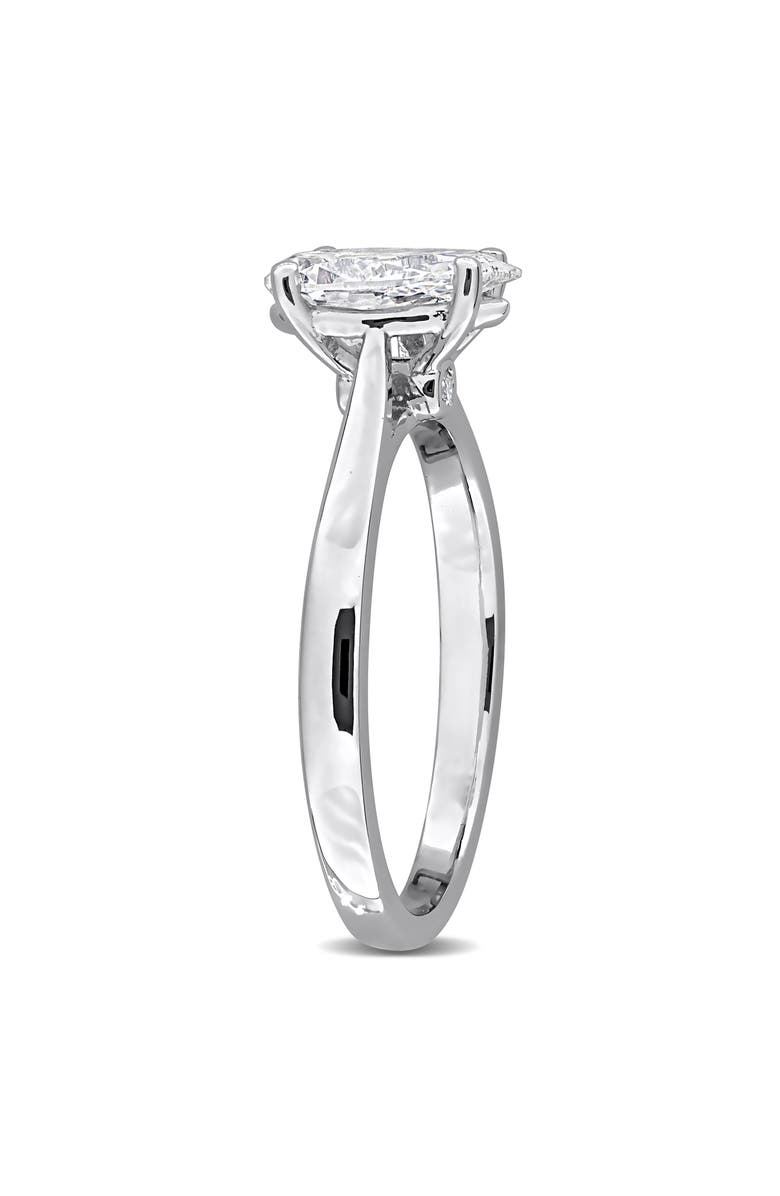 Created Forever Sterling Silver Lab Grown Pear Cut & Round Diamond Ring, Alternate, color, White