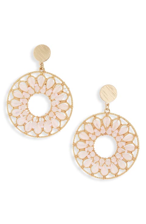 Beaded Frontal Hoop Earrings