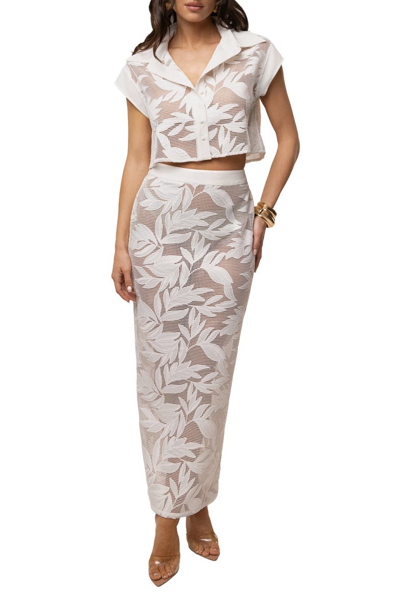 Bali Nights Embroidered  Skirt, Alternate, color, White