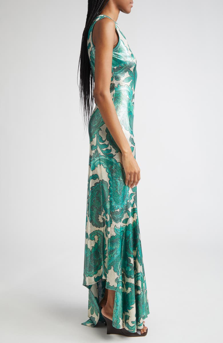 Etro Paisley Cutout Laminated Jersey Gown, Alternate, color, 