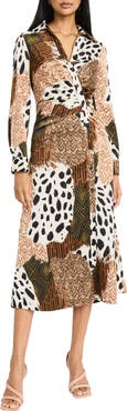 Donna Morgan Print Long Sleeve Shirtdress