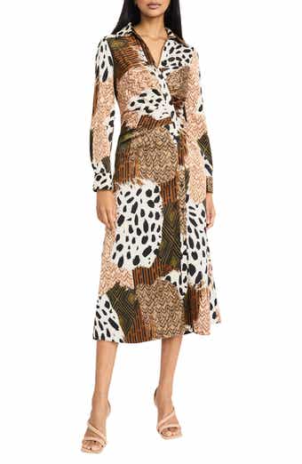 Donna Morgan Print Long Sleeve Shirtdress