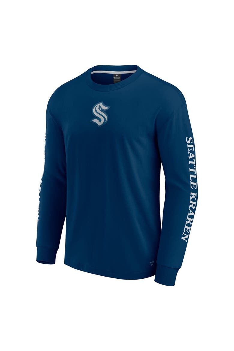 Men's Fanatics Navy Seattle Kraken Elements Strive Long Sleeve T-Shirt, Alternate, color, Navy
