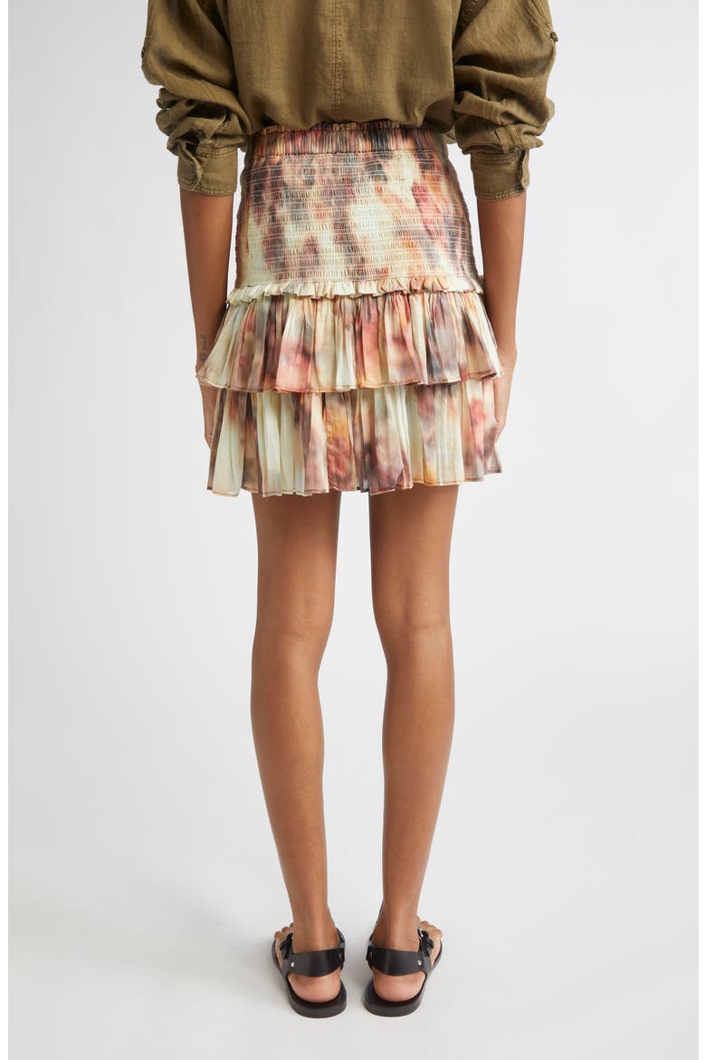 Naomi Tiered Tie Dye Cotton Miniskirt, Alternate, color, BEIGE