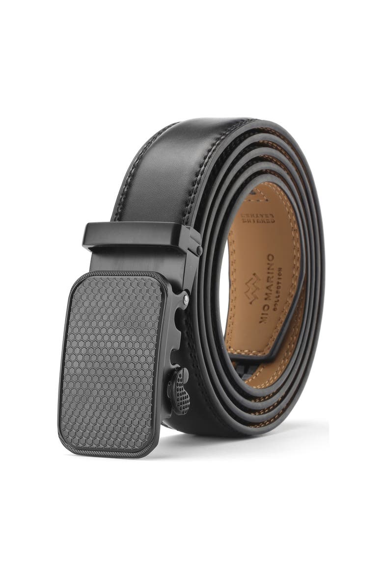 Classic Adjustable Ratchet Leather Dress Belt, Main, color, Honeycomb Pattern-Black