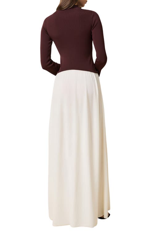 Solid & Striped The Soglio Long Sleeve Maxi Swetter Dress In Brown