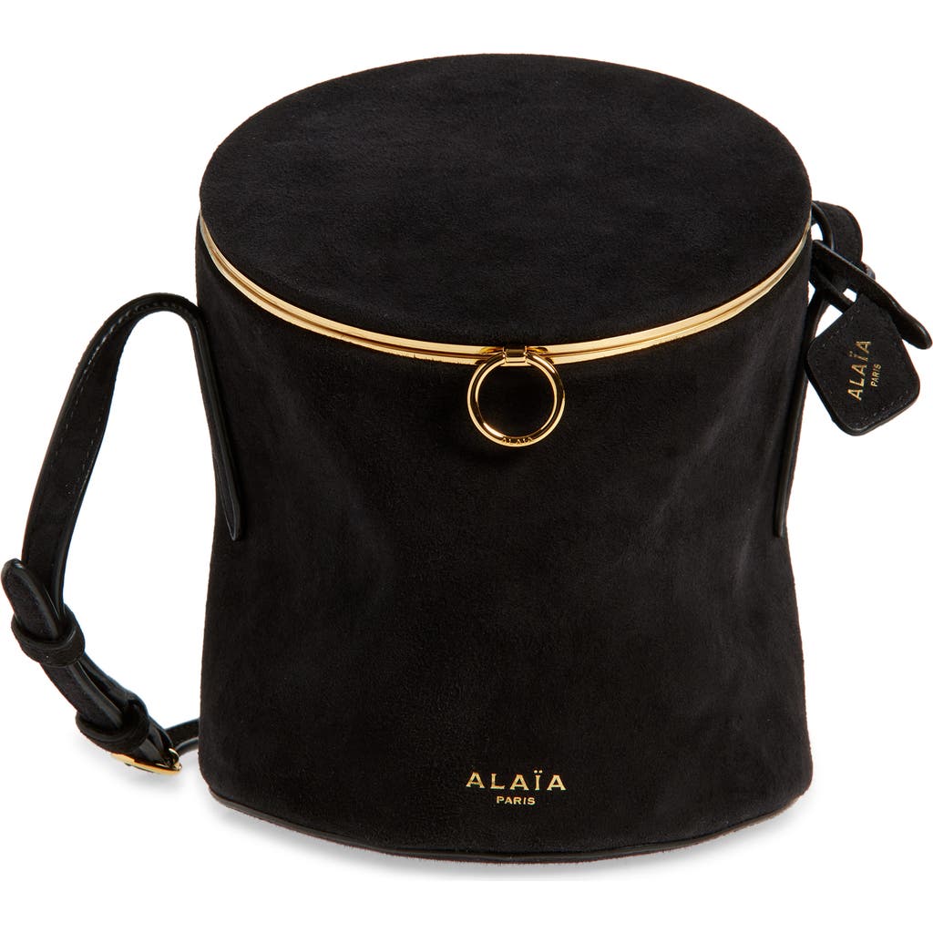 Alaïa Small La Canette Suede Crossbody Bag In Black