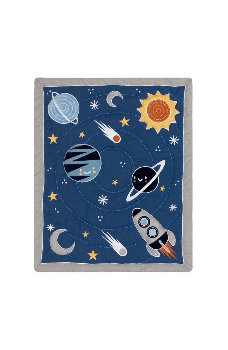 Lambs & Ivy Milky Way Space Galaxy 4-Piece Nursery Baby Crib Bedding Set, Alternate, color, Blue