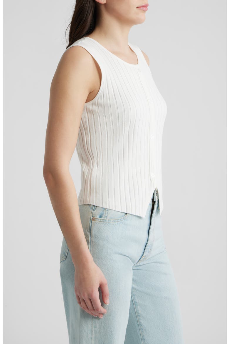 Front Button Rib Vest, Alternate, color, BRIGHT WHITE