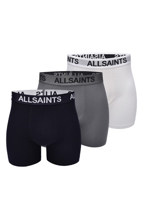 Allsaints 3-pack 5-inch Contour Pouch Boxer Briefs In Grey Multi