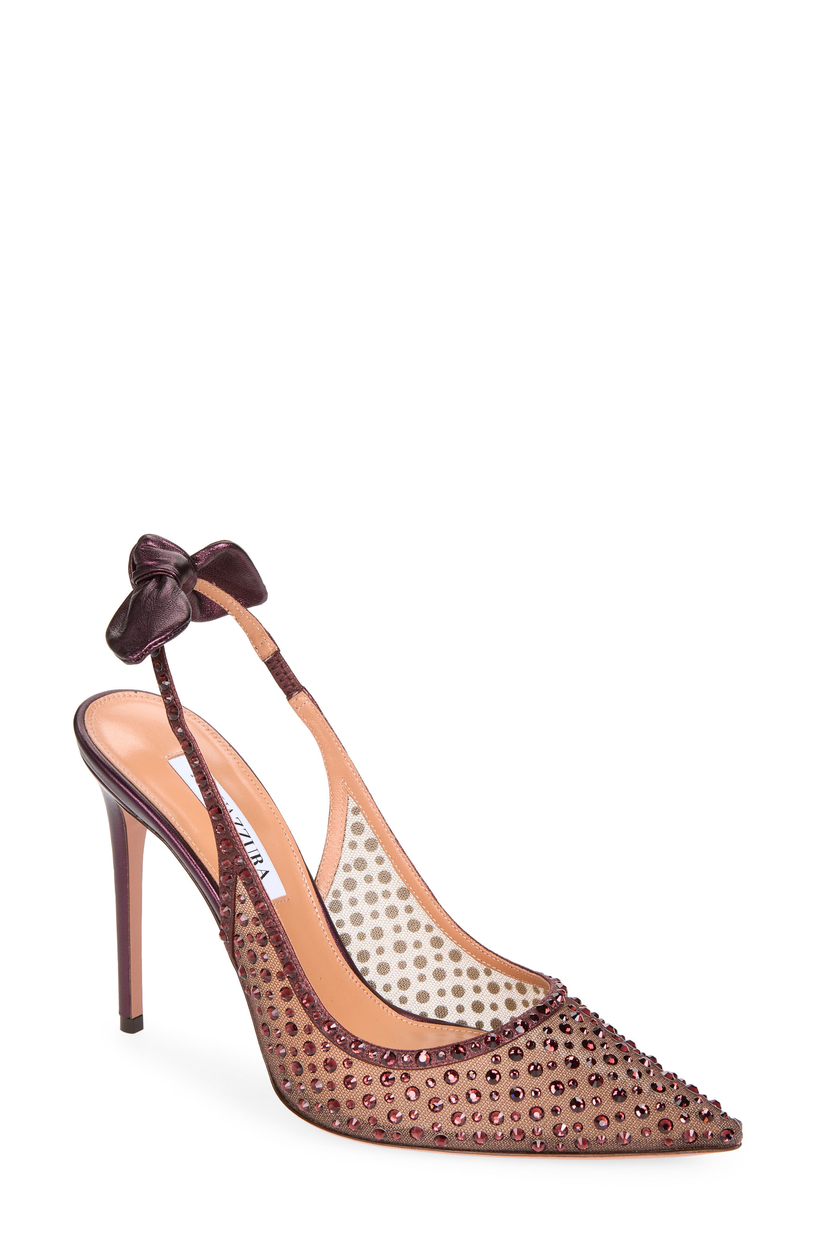 Bow Rhinestone Slingback Sandal, Main, color, MERLOT