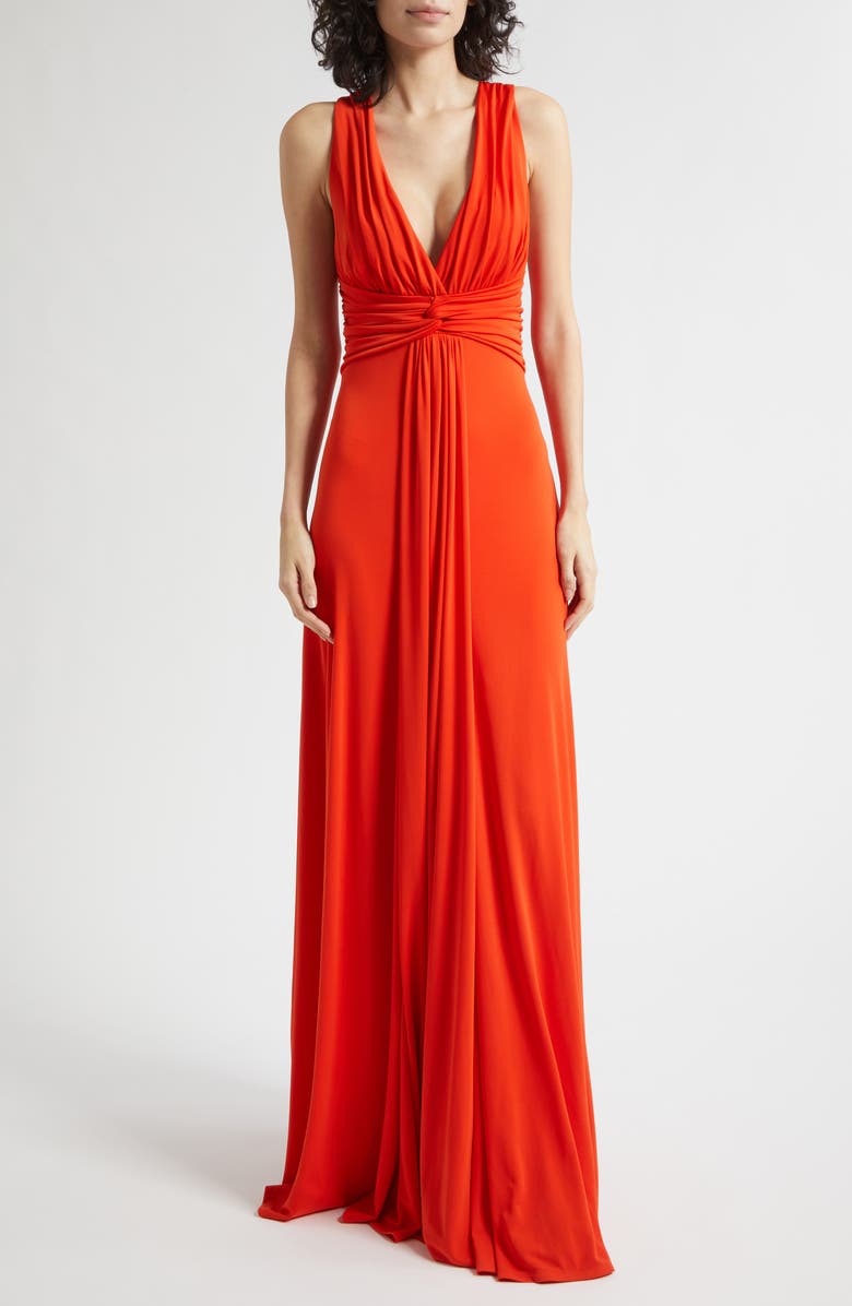 Cinq à Sept Gertie Sleeveless Gown, Main, color, Red Tangerine
