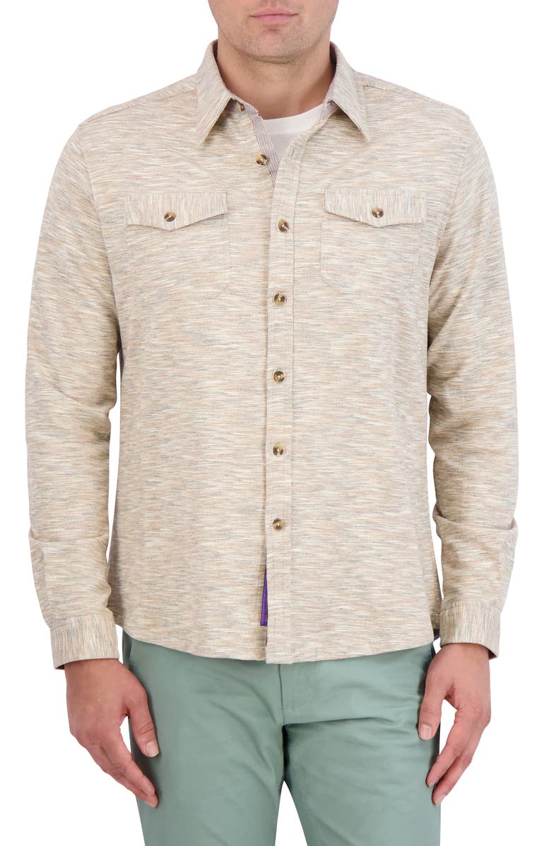 Robert Graham Strorrs Space Dye Knit Button-Up Shirt, Main, color, 