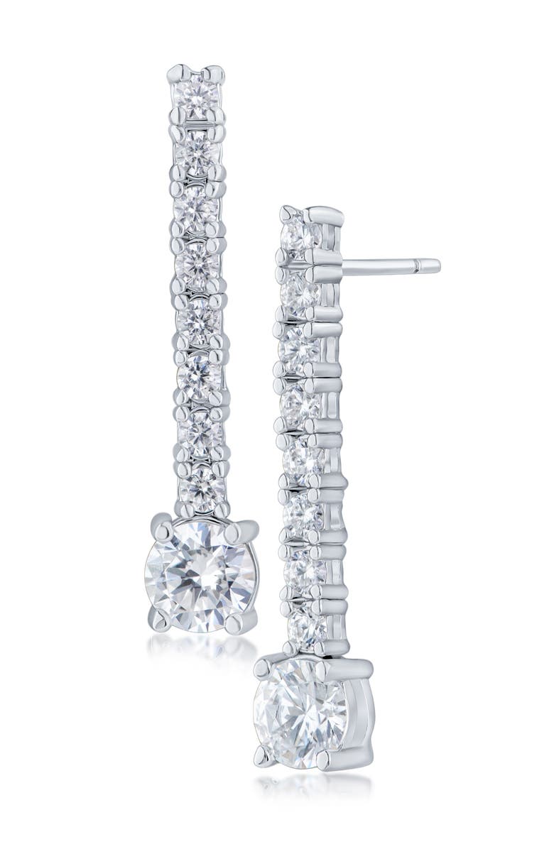 CZ by Kenneth Jay Lane Round Cubic Zirconia Linear Drop Earrings, Main, color, 
