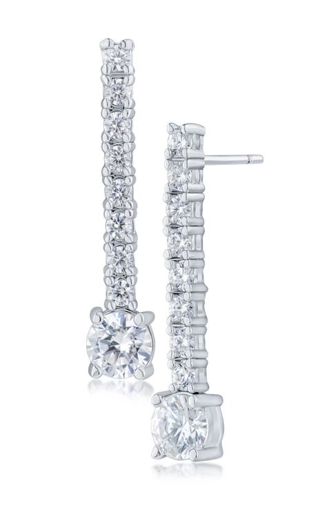 Round Cubic Zirconia Linear Drop Earrings