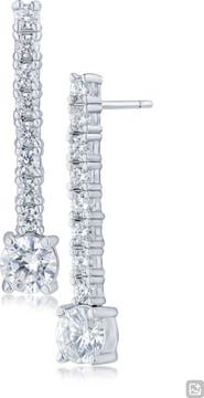 CZ by Kenneth Jay Lane Round Cubic Zirconia Linear Drop Earrings