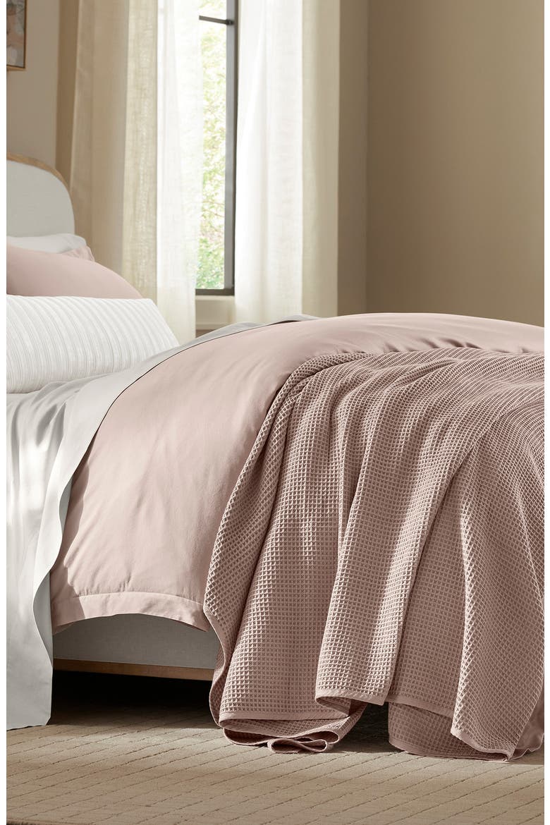 Waffle Organic Cotton Blanket, Alternate, color, DUSTY ROSE