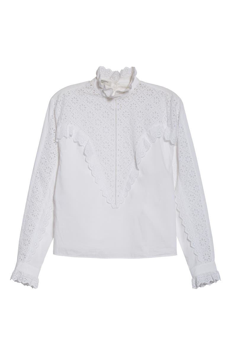 Philosophy Di Lorenzo Serafini Eyelet Ruffle Cotton Poplin Blouse, Alternate, color, 