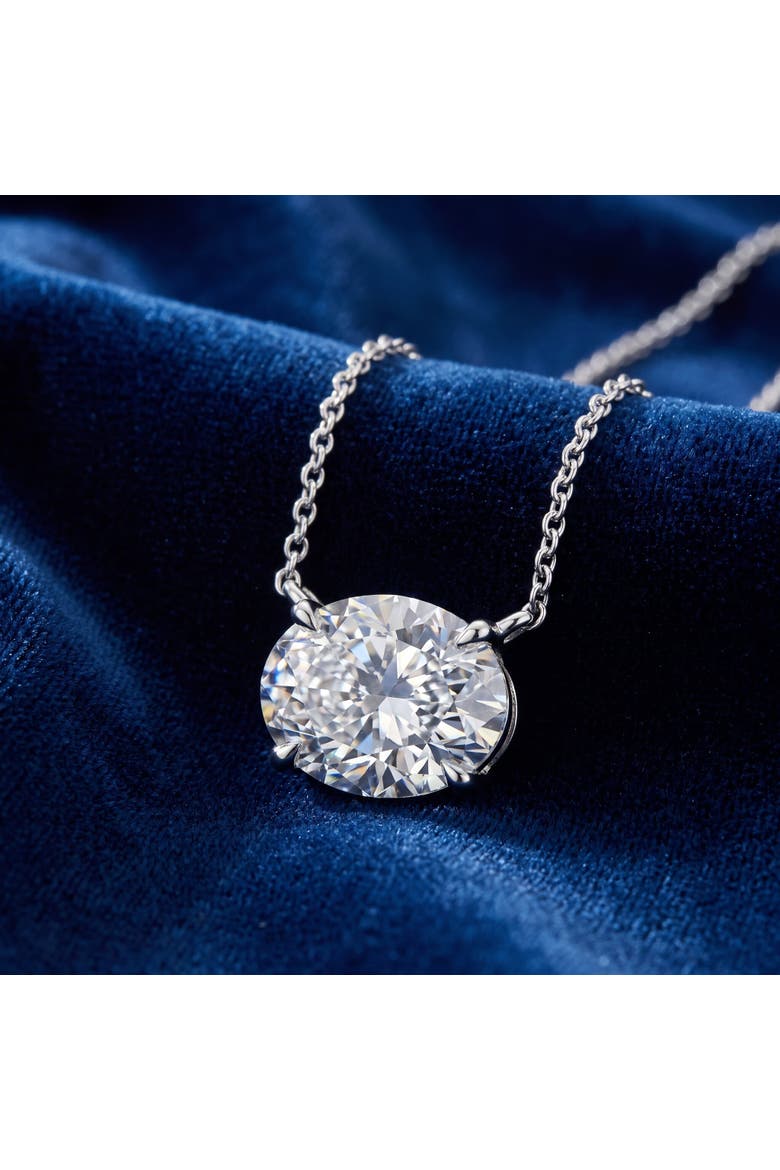 1ct Solitaire Oval Diamond Pendant 14k Gold Women's 18" Chain Lab Grown, Alternate, color, White Gold