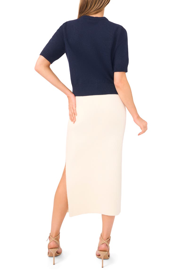 Short Sleeve Sweater, Alternate, color, HEATHER NAVY
